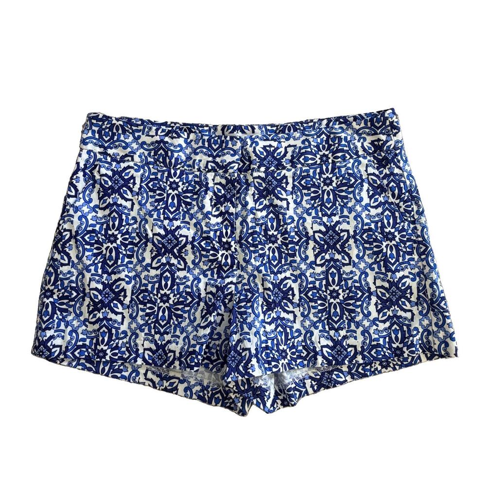 Milly Design Nation Blue Floral Tile Design Womens Shorts Sz 10 EUC